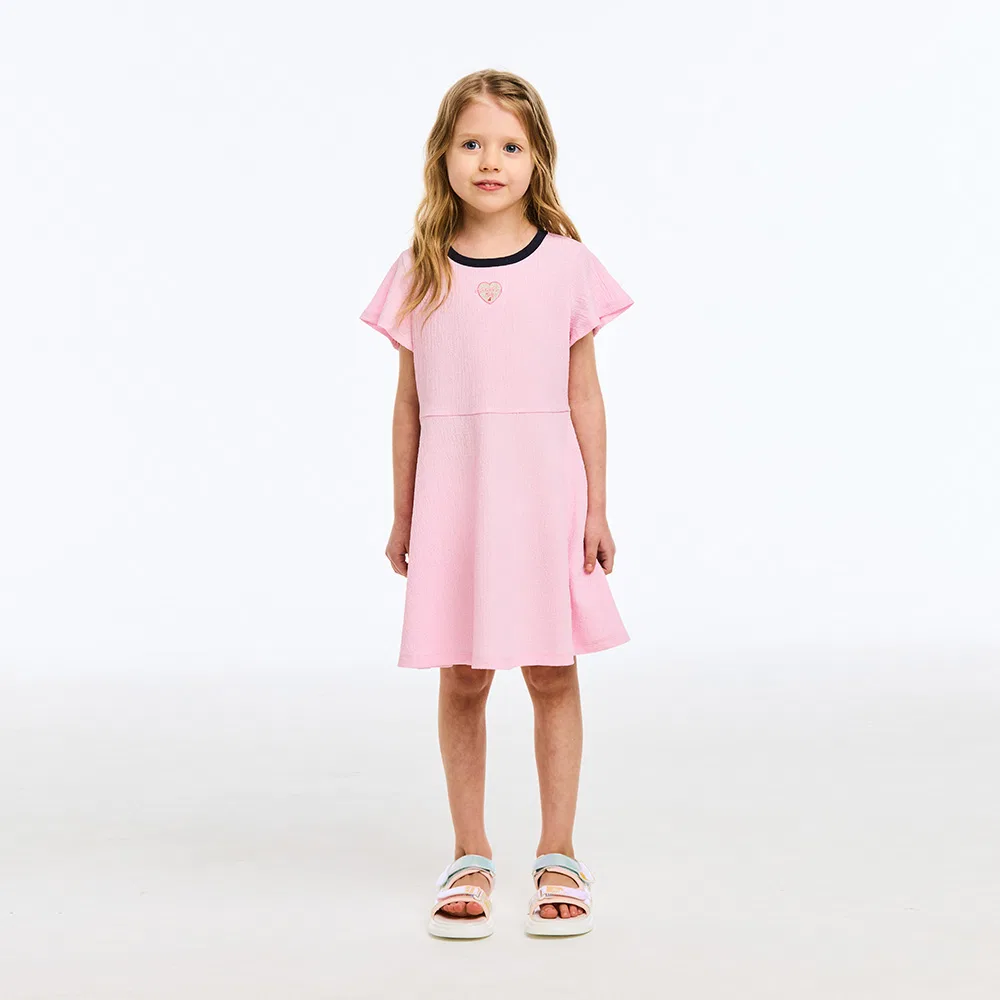 Детское розовое плиссированное платье-клёш от Benetton Kids