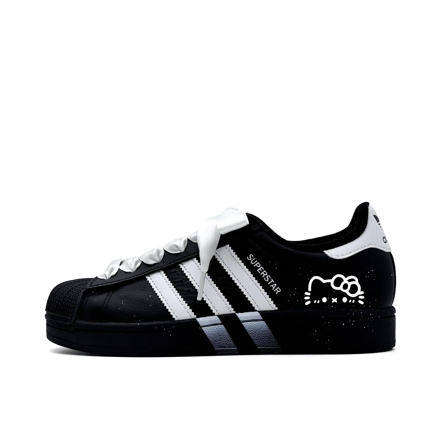 Кроссовки для скейтбординга Superstar 2 Kitten Cake Leather Abrasion Resistant Low top Kids' Black White Adidas Originals