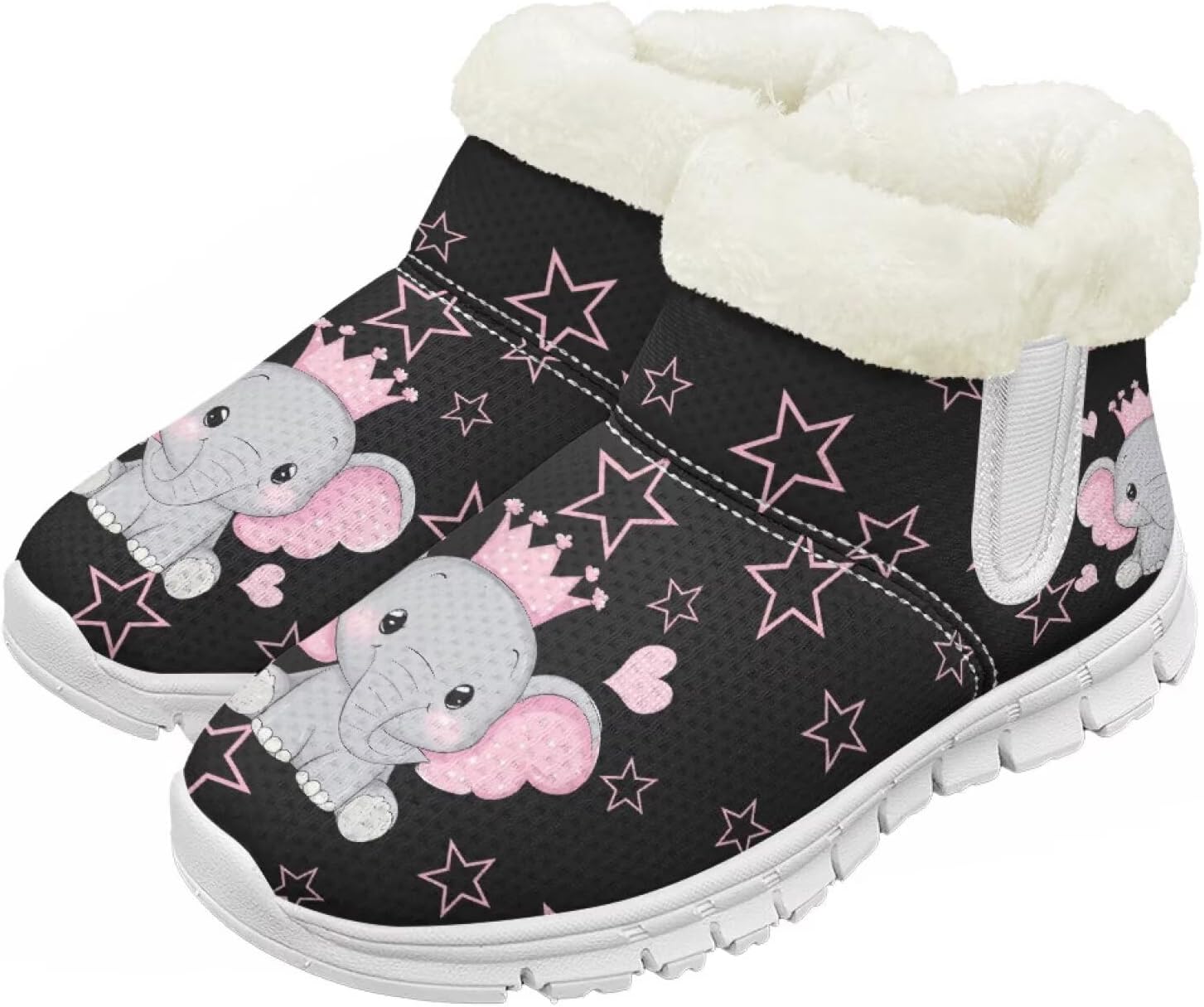 

Детские зимние сапоги для девочек, водонепроницаемые, противоскользящие, для холодной погоды, с искусственным мехом, походные ботинки Goronwyfloyd, Black Elephant