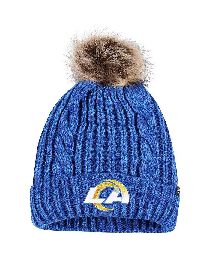 

Женская вязаная шапка Royal Los Angeles Rams Meeko с манжетами и помпоном '47 Brand