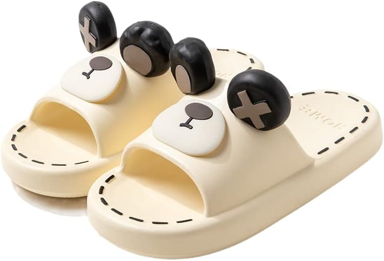 

Милые мультяшные тапочки с медведем, с мягкой толстой подошвой, для дома и улицы, пляжа, удобные шлепанцы на платформе для мужчин и женщин Supsound, бежевый