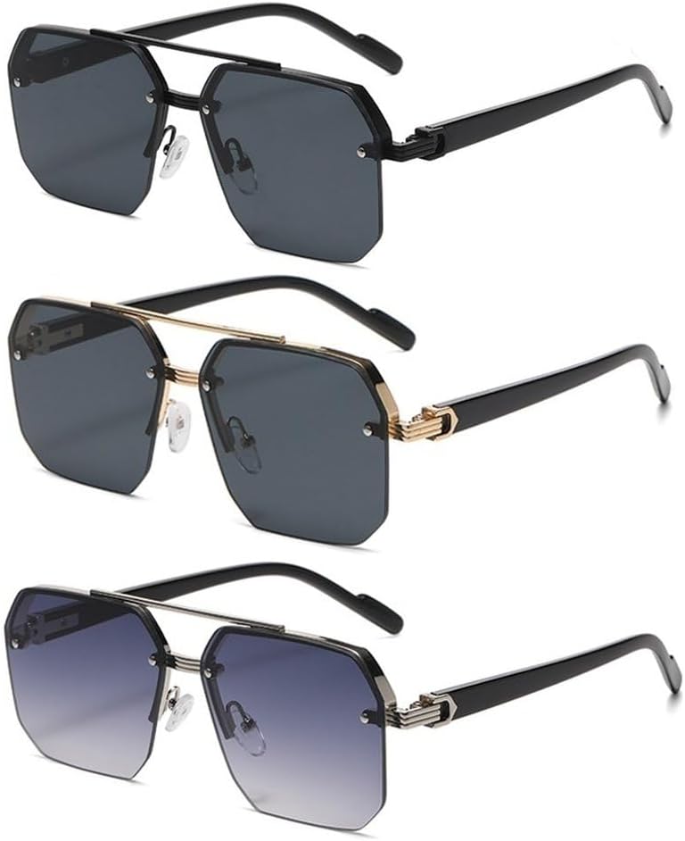 

Мужские солнцезащитные очки в стиле ретро с двойной перемычкой, многоугольными и квадратными металлическими оправами, модные градиентные солнцезащитные очки для женщин GHVWYX, 3pcs Z01