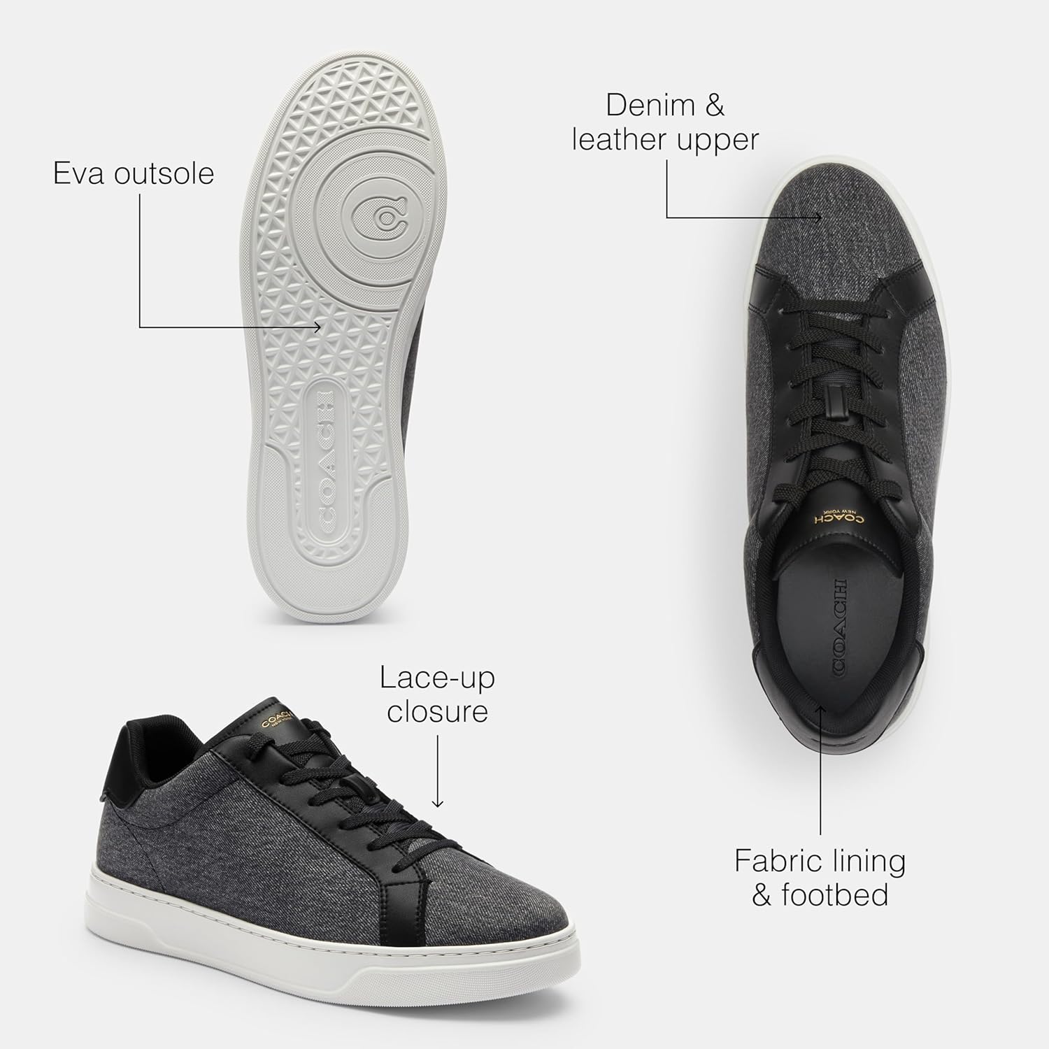 Мужские кроссовки Coach High Line High Top из фирменного канваса, черный — фото 3