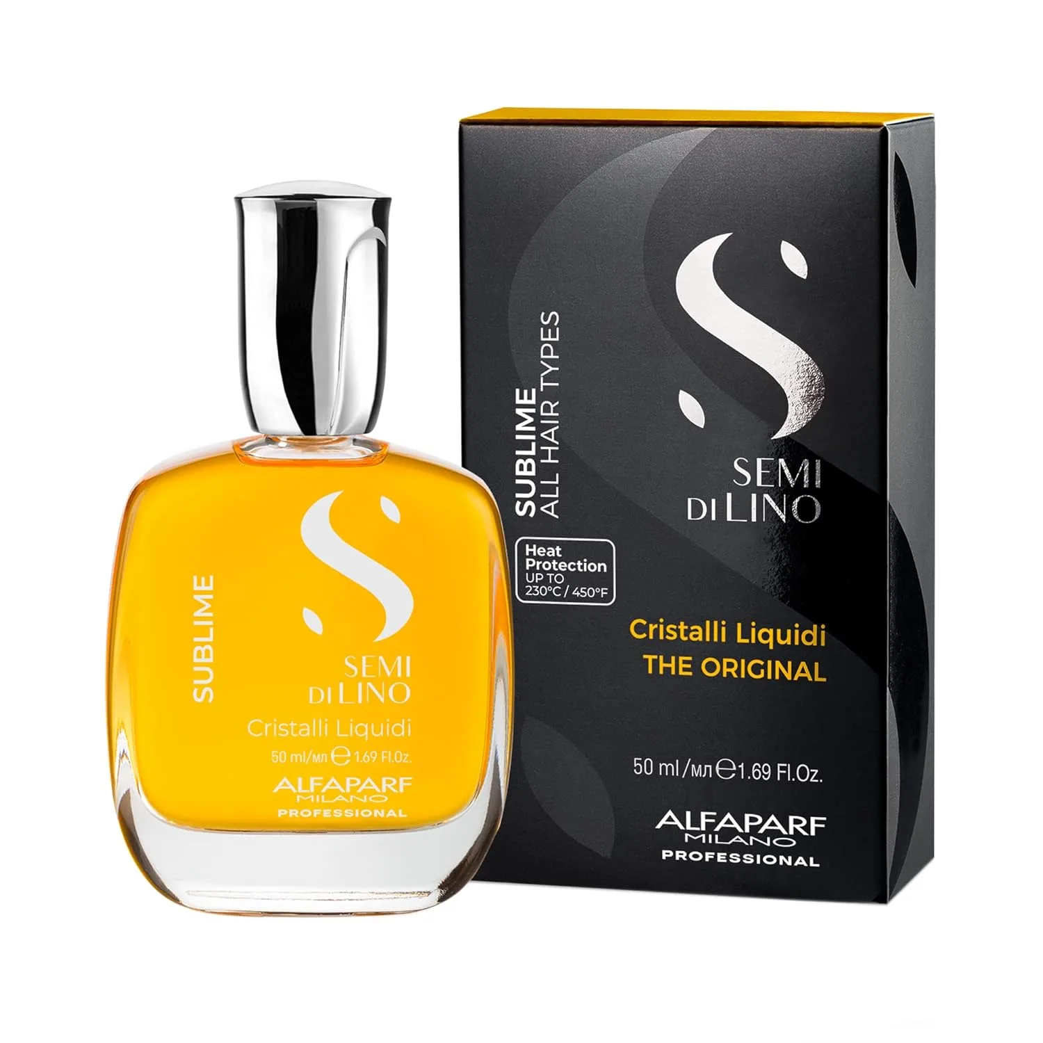 ALFAPARF MILANO Semi di Lino Sublime Cristalli Liquidi масло для волос с термозащитой, сыворотка для гладкости и блеска, веганская формула, 50 мл, 2 шт — фото 2