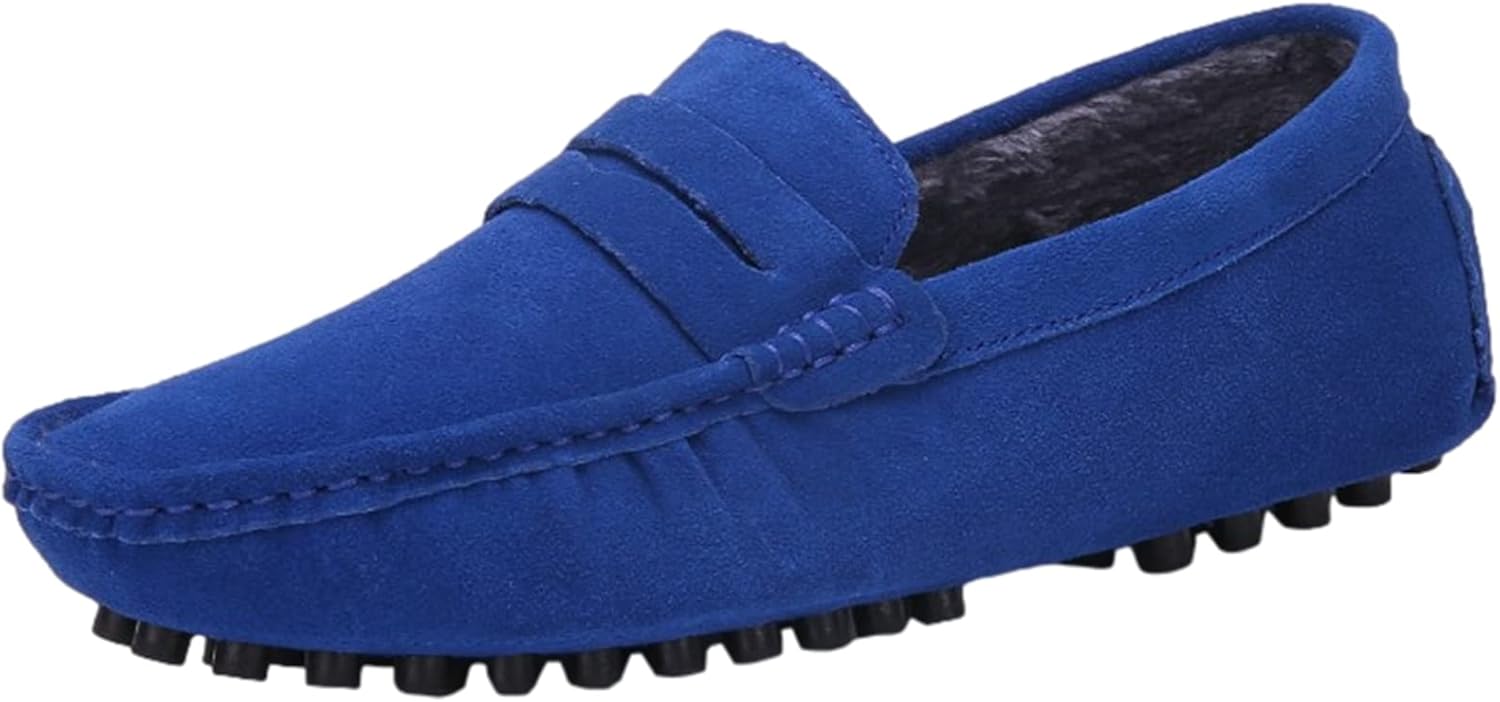 

Мужские замшевые кожаные лоферы ANUFER, удобные мокасины, синий