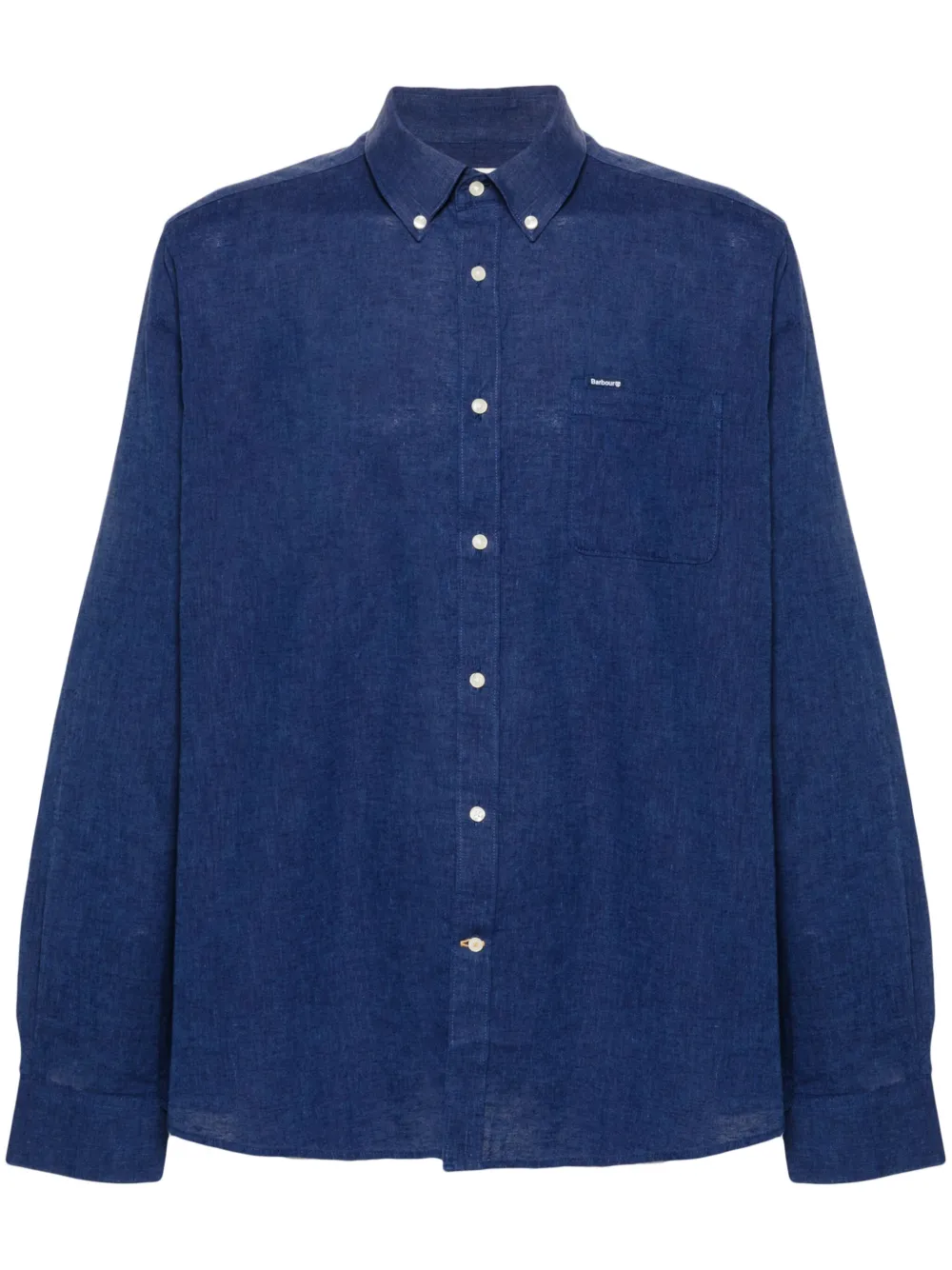 

Рубашка из смесового льна с нагрудным карманом Barbour, синий