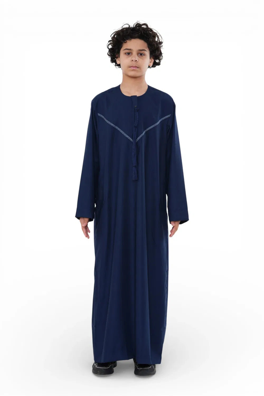 Arabic Thobes Детский марокканский халат Thobe темно-синего цвета для мальчиков Джеллаба Рамадан Ид Джубба - K-HM10