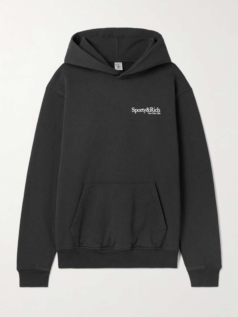 

Толстовка с капюшоном из хлопчатобумажного трикотажа с принтом Sporty & Rich, черный