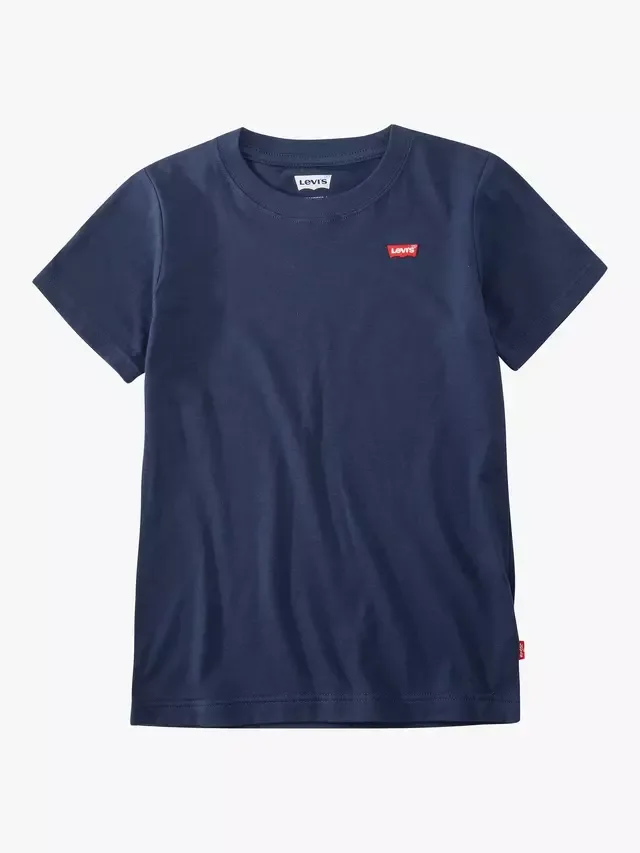 Детская футболка с коротким рукавом и вышитым логотипом Летучая мышь Levi's, Navy