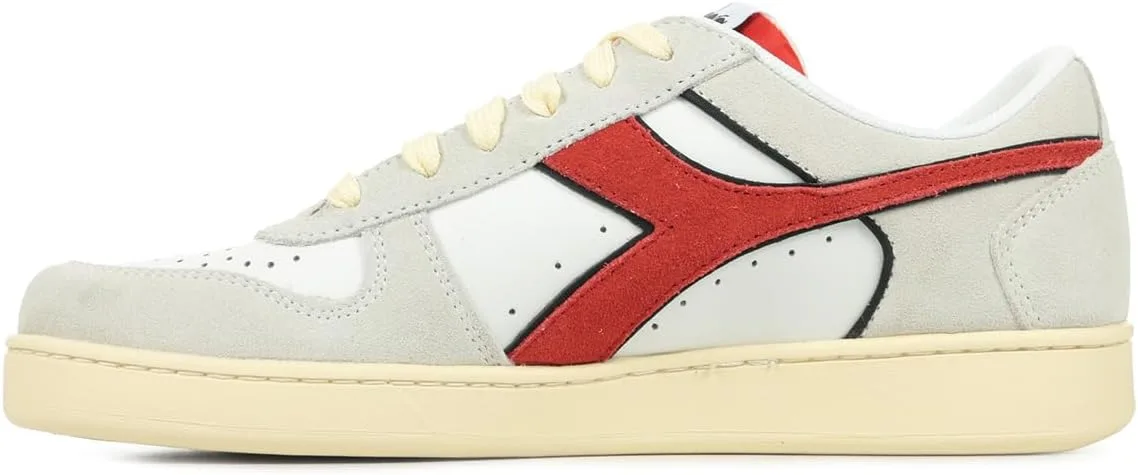 Гимнастические кроссовки Diadora унисекс Magic Basket Low из замшевой кожи, белый/красный — фото 4