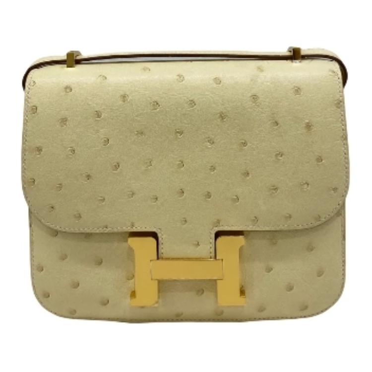 

Сумка через плечо Constance Ostrich Leather Kangkang женская Y1 Vanille Vanilla HERMES