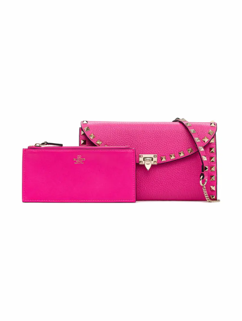

Кожаный клатч Rockstud Valentino Garavani, розовый