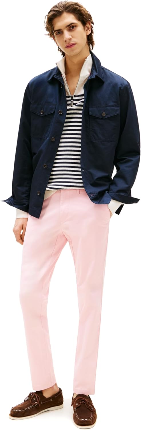 Мужские брюки-чиносы Tommy Hilfiger из эластичного хлопка, облегающего кроя, Pink Shade — фото 3