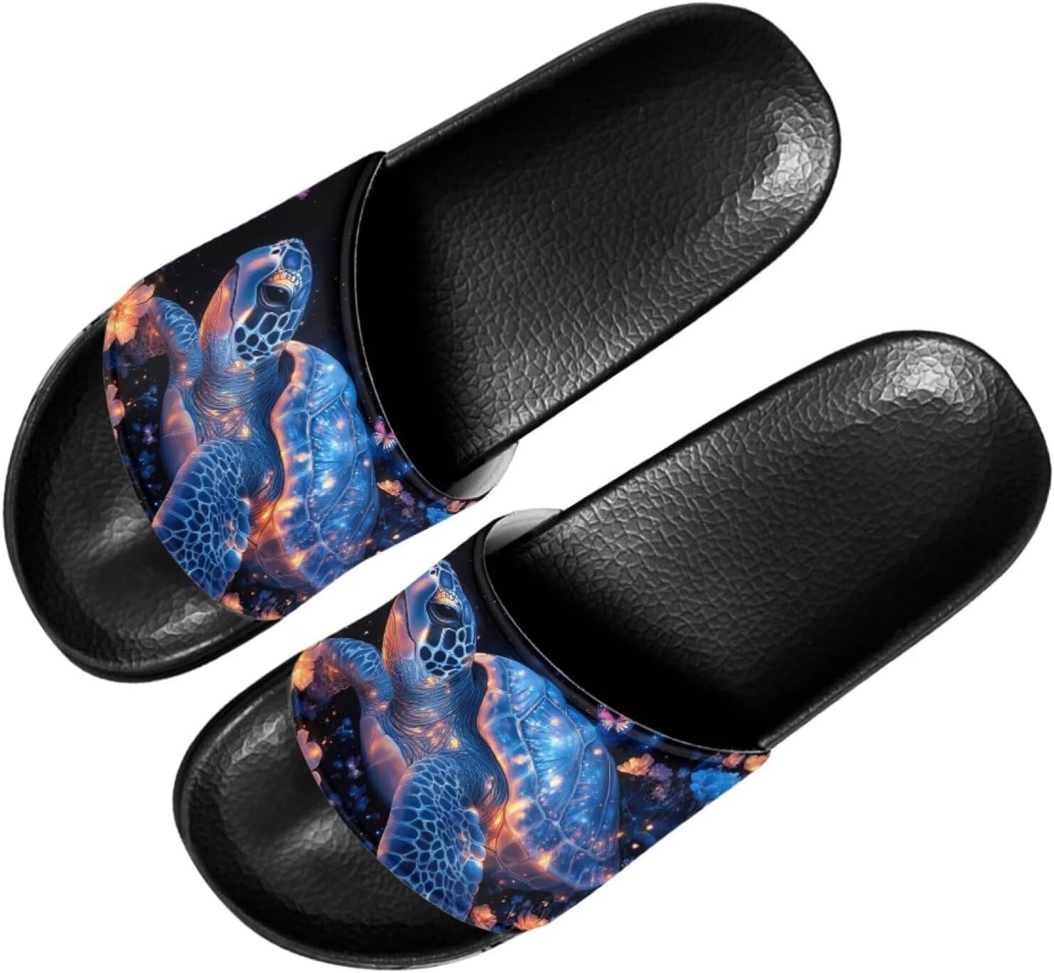 

Женские повседневные шлепанцы Forchrinse Black Cat с нотками музыки, мягкие нескользящие открытые тапочки, шлепанцы с плоской подошвой из ЭВА, Neon Sea Turtle