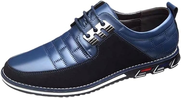 

Мужские модные лоферы - шнурованные туфли с круглым носком на плоской подошве - резиновая подошва - подходят для повседневного ношения или офисной работы в течение всего года Spkfhd, синий