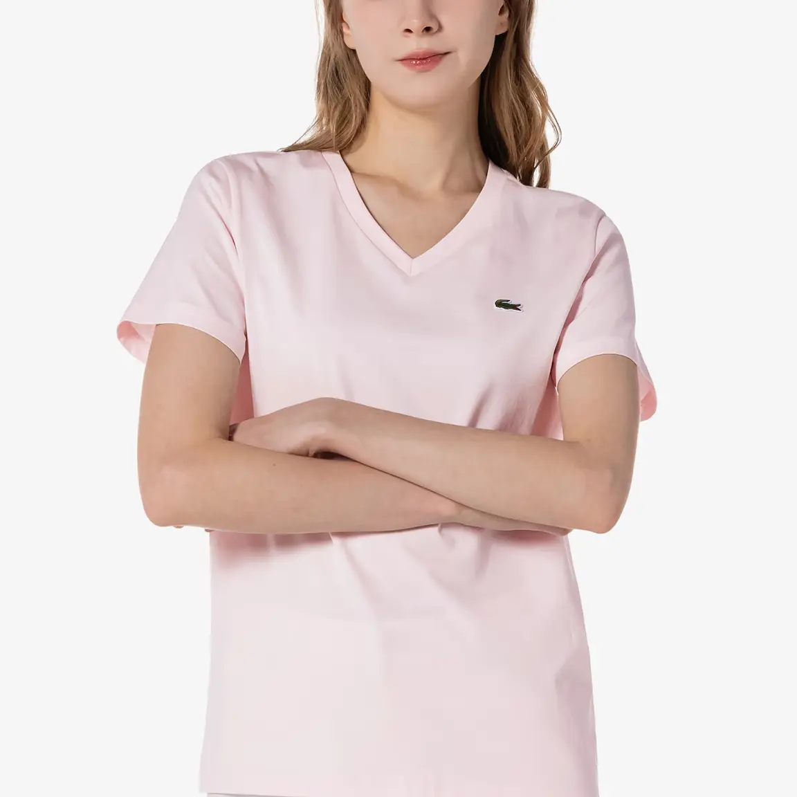 Футболка женская LACOSTE розовая, стильный дизайн — фото 3