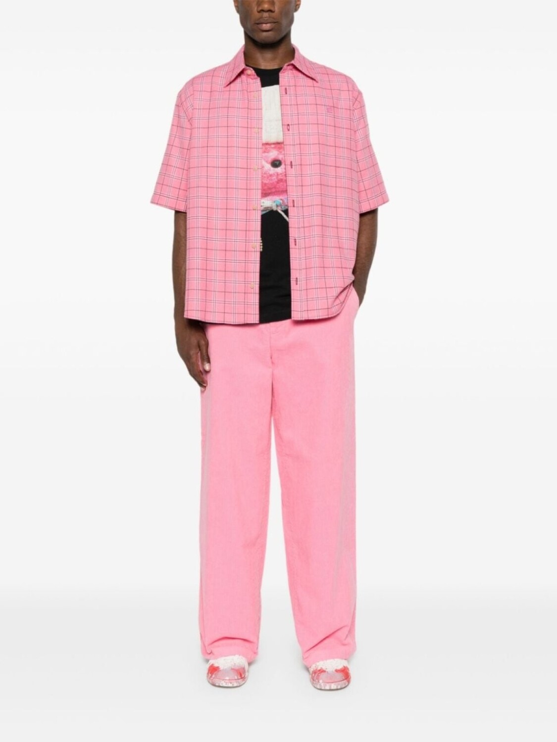 Acne Studios вельветовые брюки прямого кроя, розовый — фото 3
