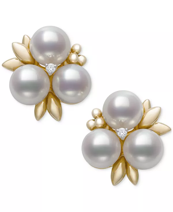 

Серьги-Гвоздики с цветочным узором из культивированного пресноводного жемчуга (6-7 мм) и бриллиантов Belle De Mer, gold