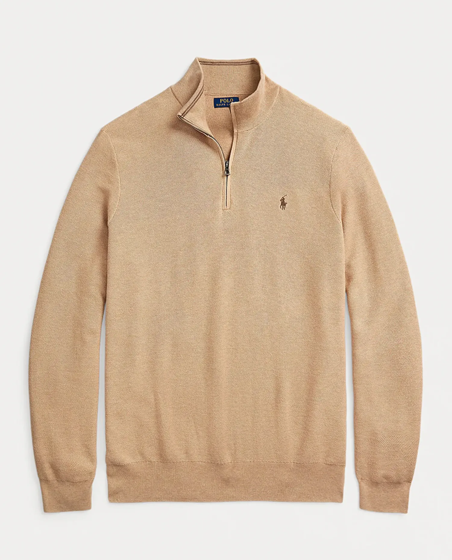 Мужской джемпер из трикотажа пике и хлопка больших размеров Polo Ralph Lauren, бежевый — фото 3