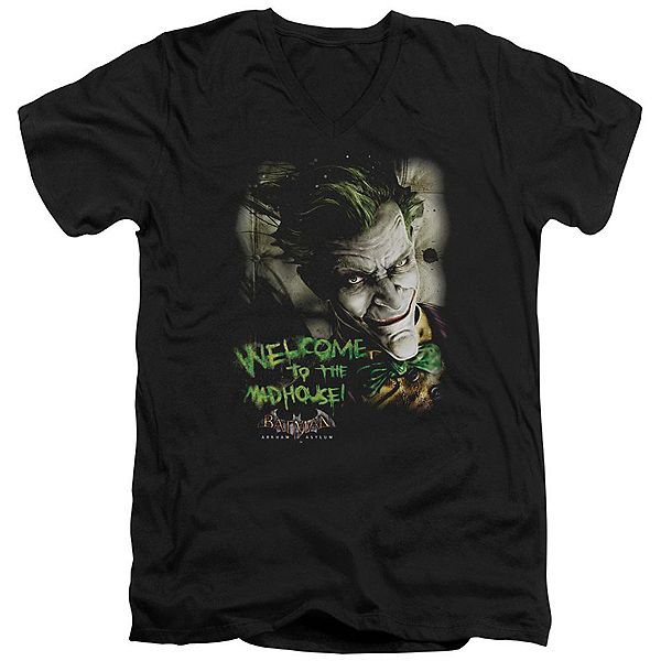 

Футболка с V-образным вырезом Batman Arkham Asylum Welcome to the Madhouse Licensed Character