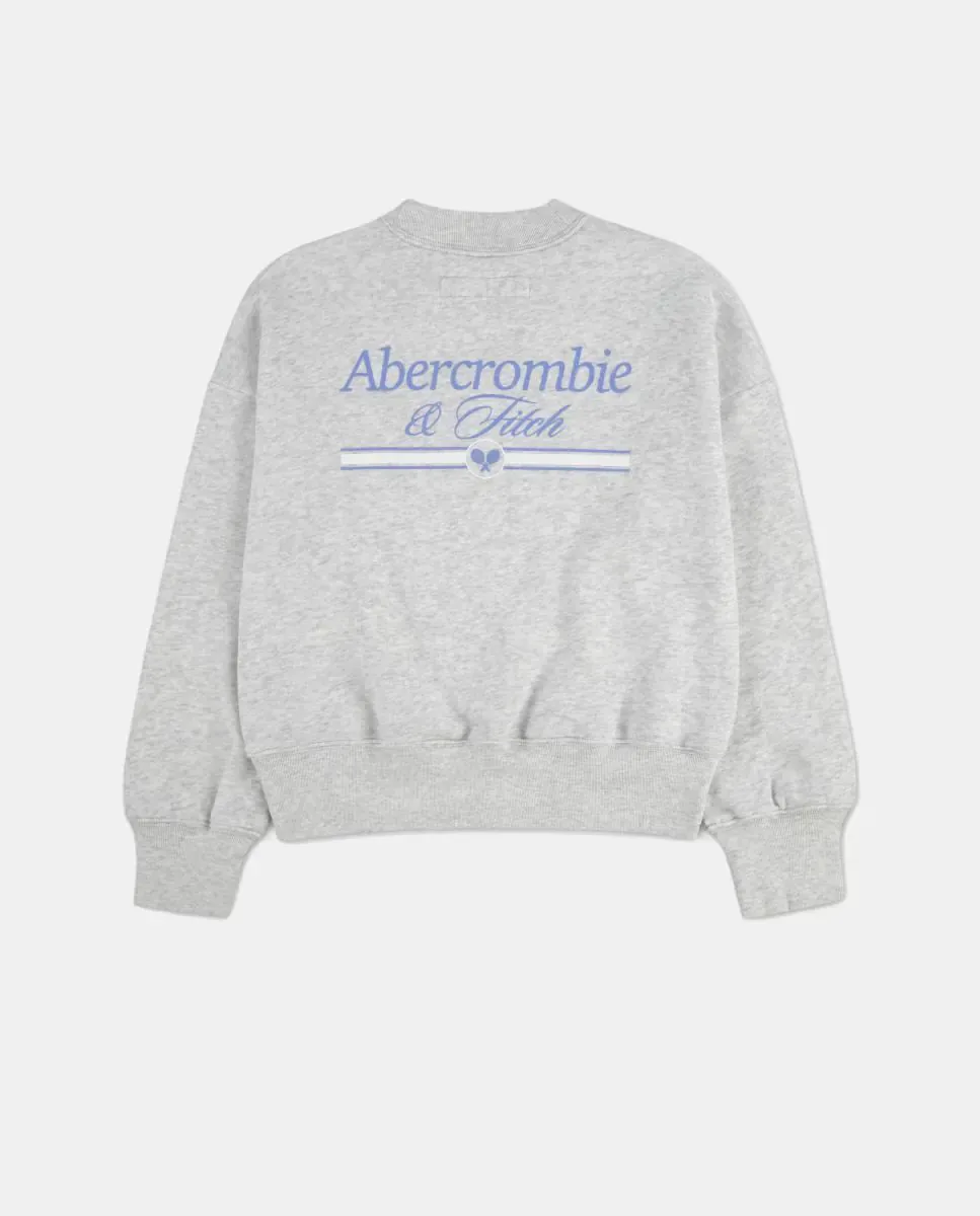 Спортивный свитер с четвертной молнией и логотипом Abercrombie Kids, серый — фото 2