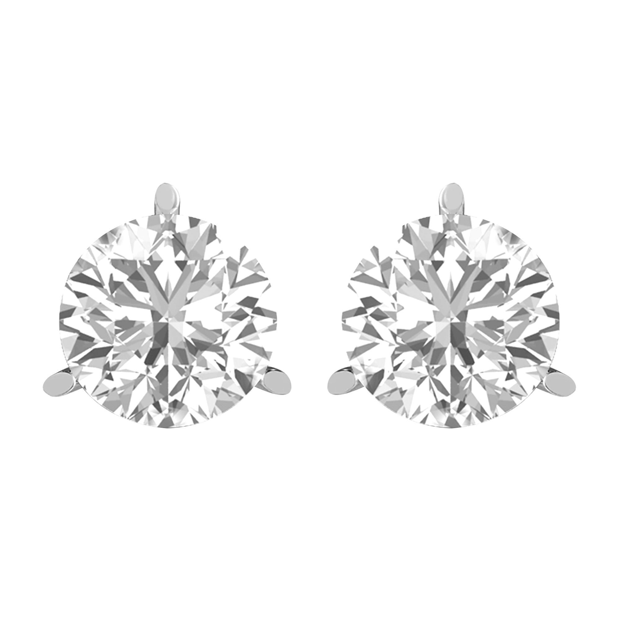 

Серьги-гвоздики с 3 зубцами, 14-каратное золото, 2 карата, круглые выращенные в лаборатории бриллианты Diamond2Deal, белый