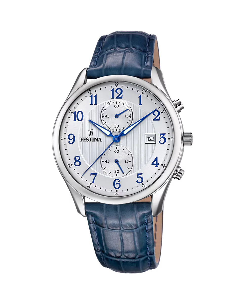 

F6855/A Timeless Хронограф Синие кожаные мужские часы Festina, синий