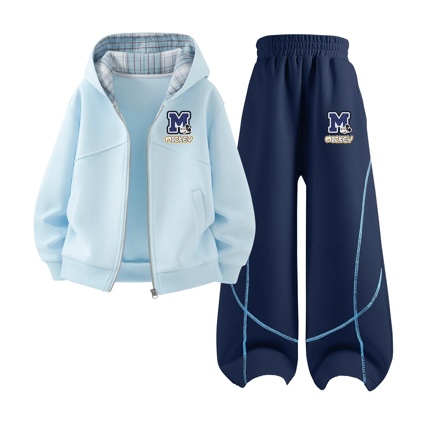 Детская повседневная спортивная футболка с круглым вырезом Disney, Mickey Mouse K Pudding Blue+Mickey Mouse K Navy Blue