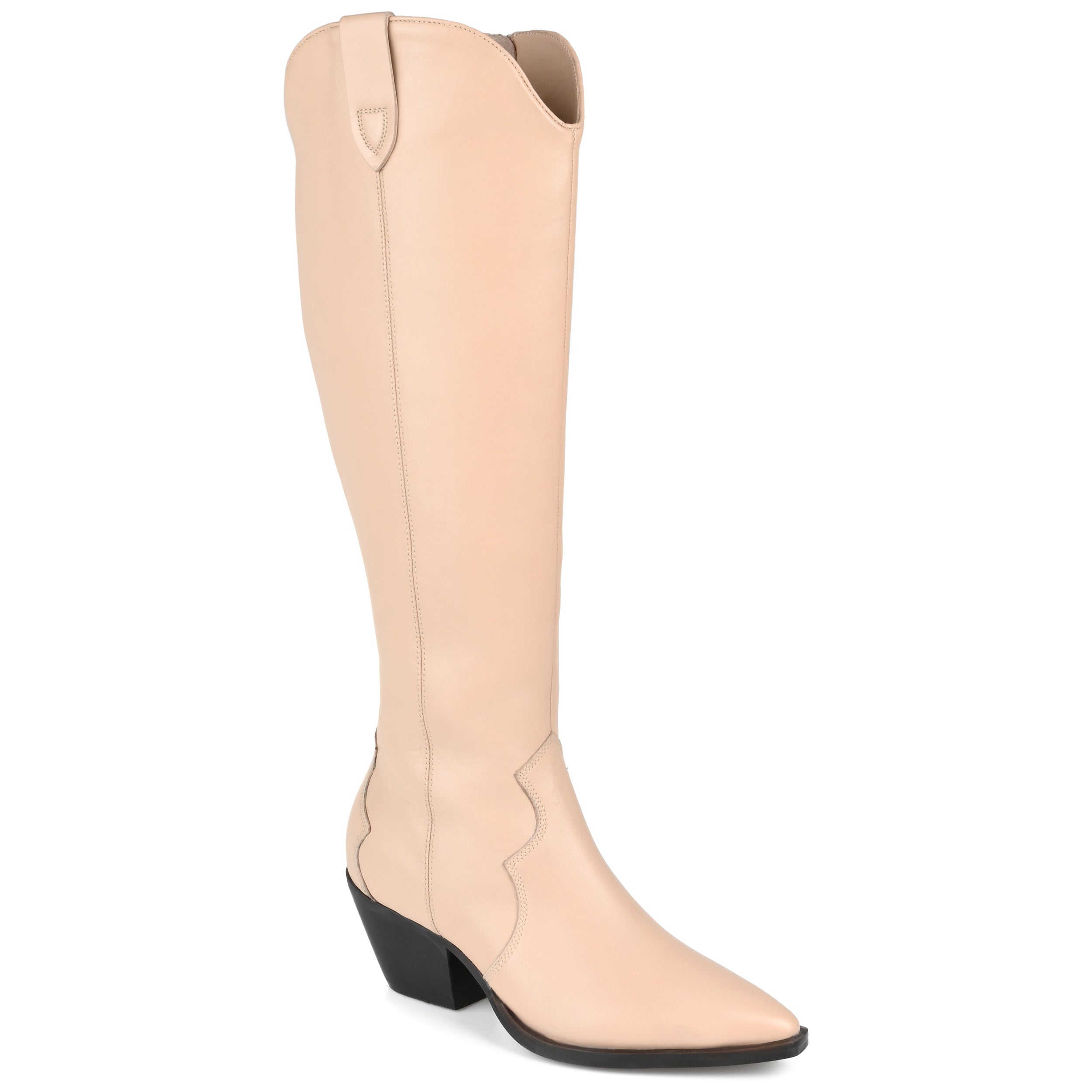 Женские сапоги Journee Signature из натуральной кожи Pryse Almond Toe с застежкой на липучке до колена, цвет nude