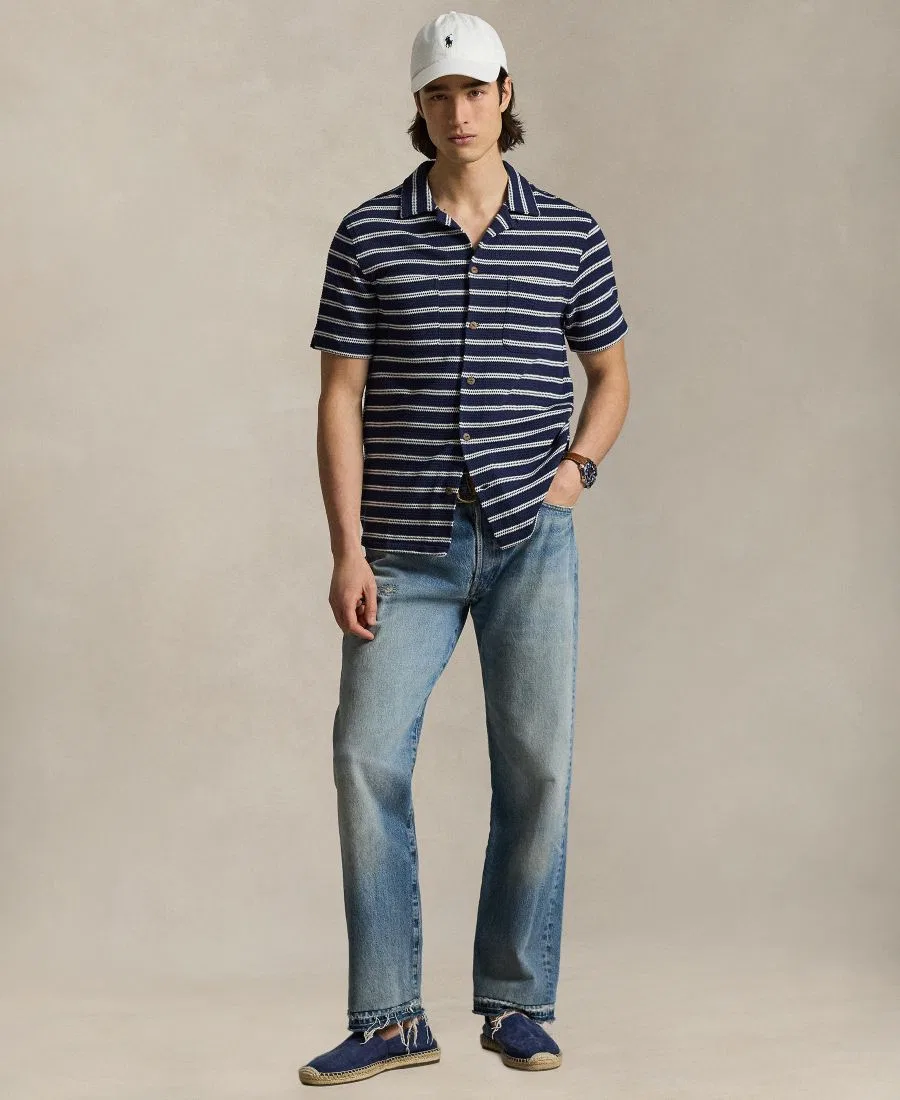 Мужская полосатая рубашка с отложным воротником Polo Ralph Lauren, темно-синий — фото 2