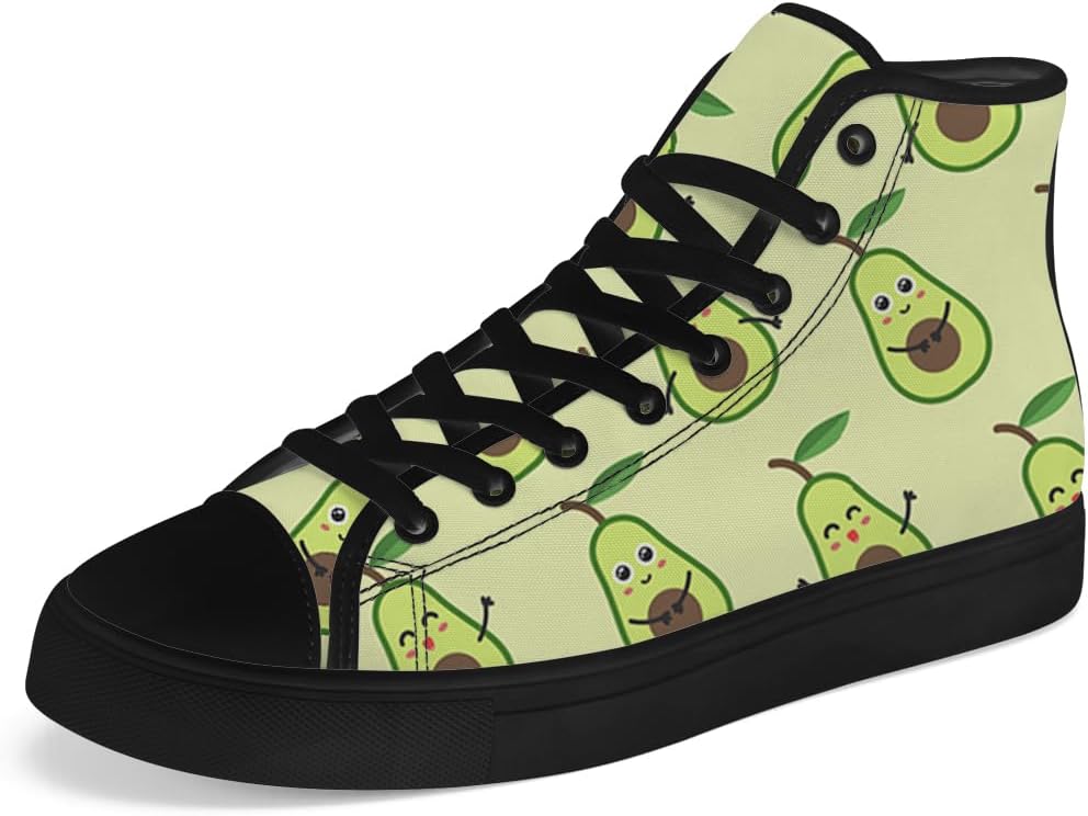 

Мужские и женские высокие кеды Chebing с авокадо, хлопковые высокие кроссовки, шнуровка, повседневная обувь, зеленый