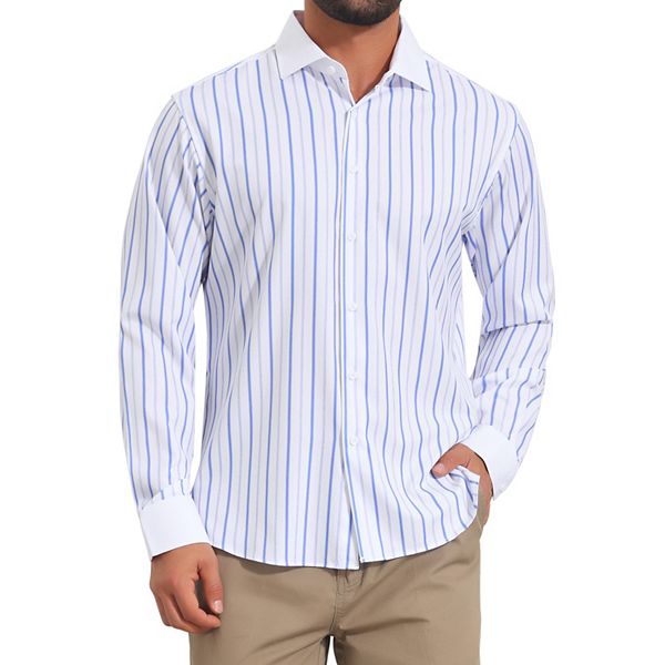 

Мужская полосатая рубашка с длинным рукавом и пуговицами Inspire Chic, Light Blue