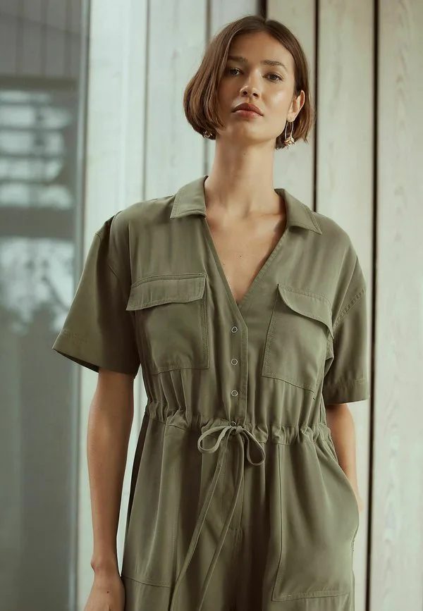 Рабочий комбинезон свободного кроя с коротким рукавом и широкими рукавами Next, Khaki Green