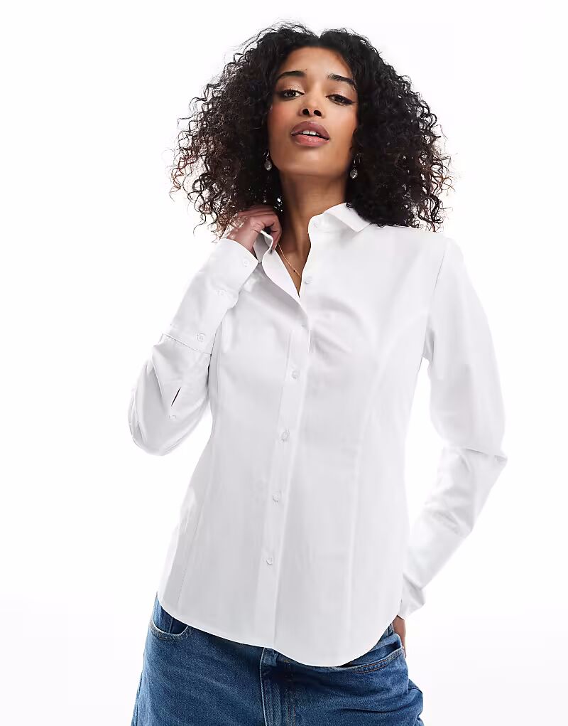 

Белая приталенная рубашка с завязками на спине ASOS DESIGN