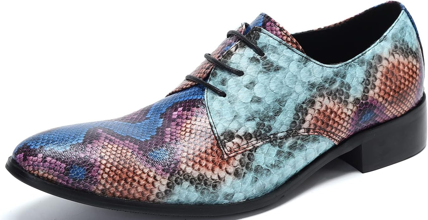 

Мужские туфли Santimon Derby с острым носком, повседневные, с металлическим носком, яркий цветочный узор, западный стиль, без шнурков, синий