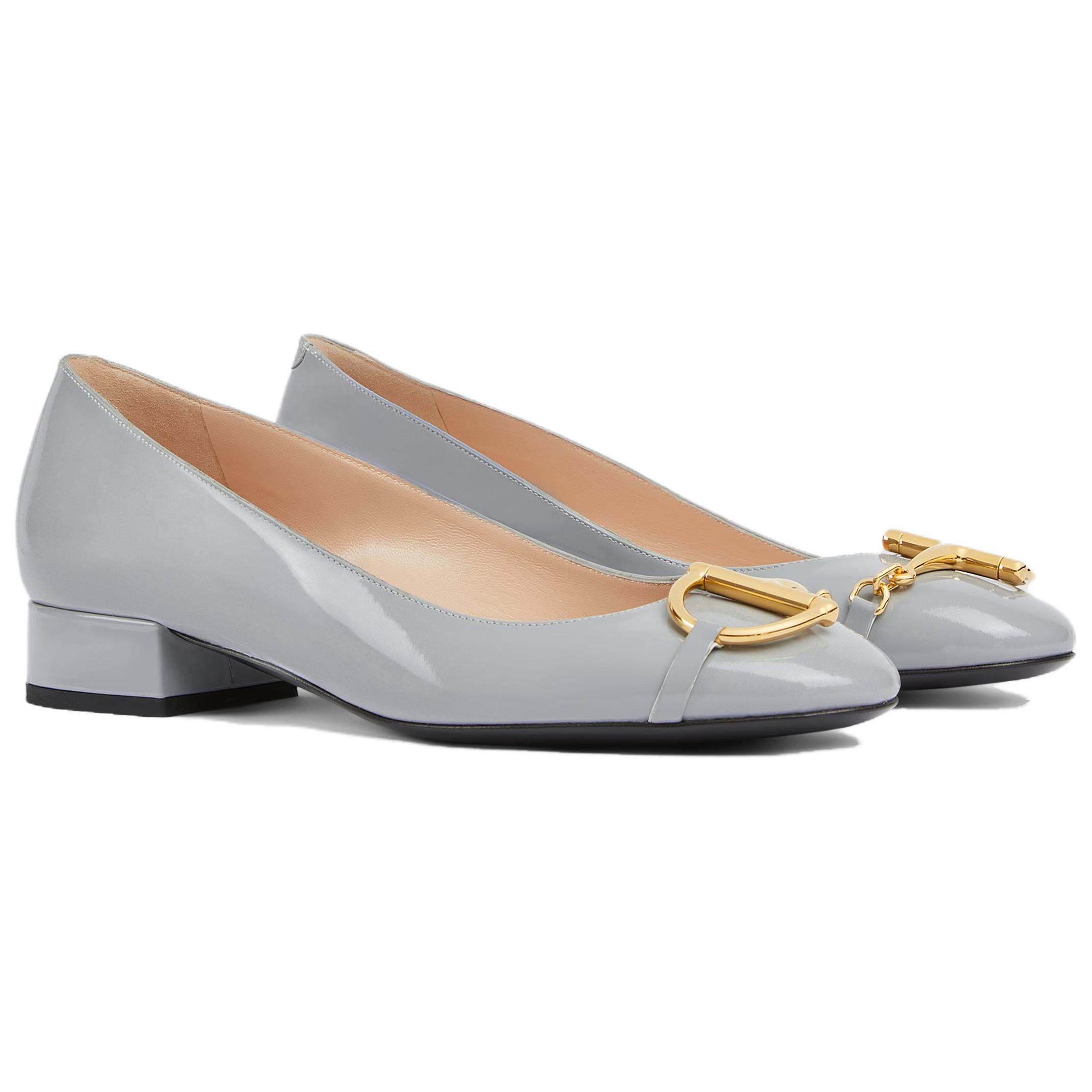 Лоферы с подковой женские gray GUCCI, серый — фото 4
