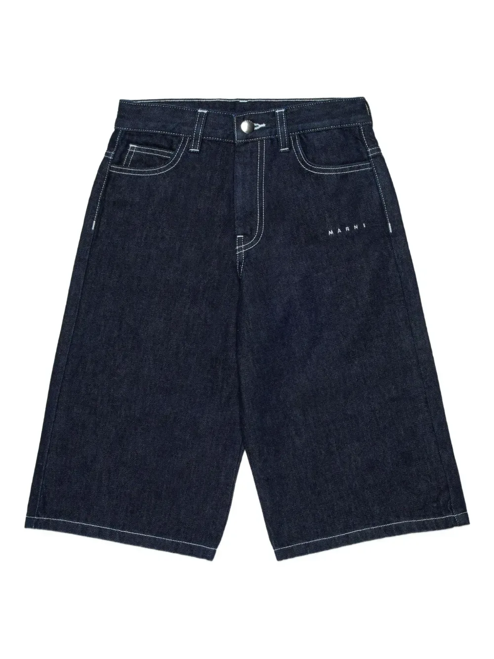 Джинсовые шорты с контрастной строчкой Marni Kids, синий