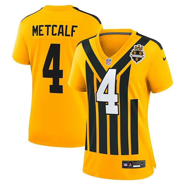 

Женская футболка dk metcalf gold pittsburgh steelers alternate 1933 throwback game Nike