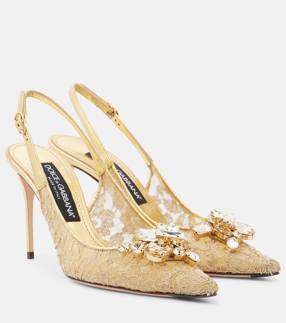 Декорированные кружевные лодочки на ремешке Dolce&Gabbana, Oro
