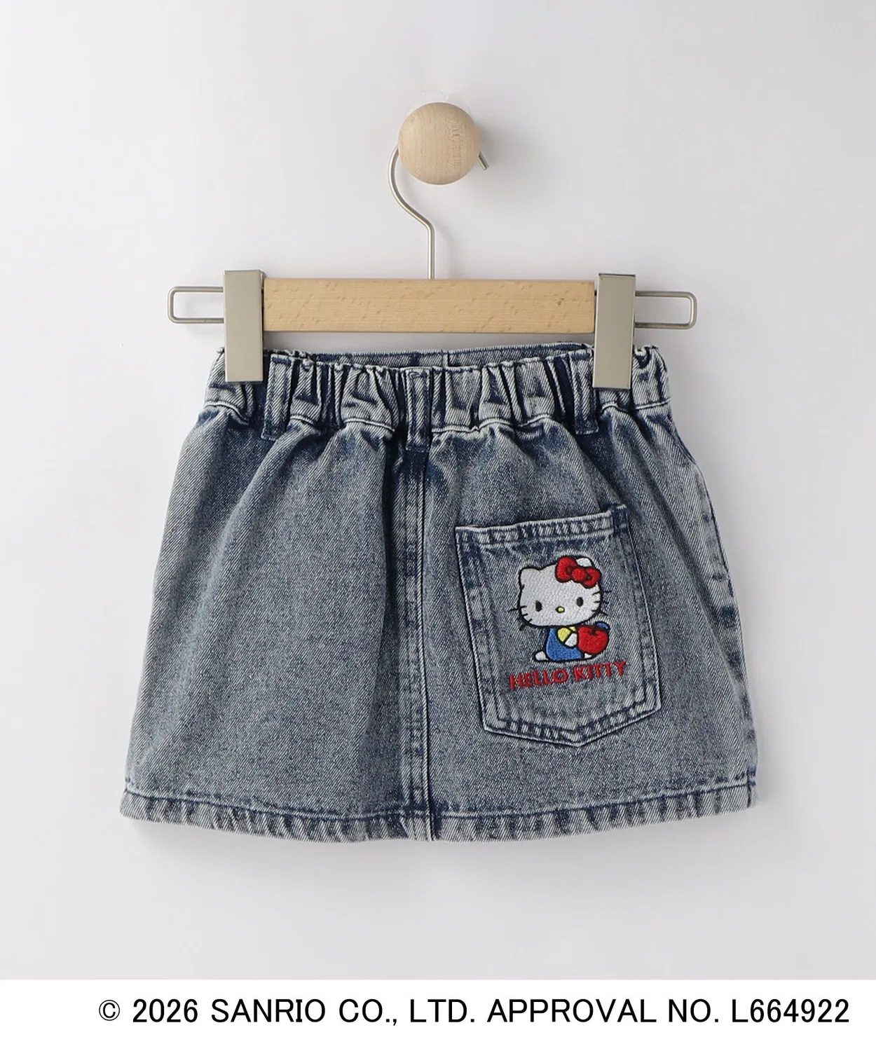 Джинсовая юбка Hello Kitty с вышивкой, синяя, для девочек — фото 3