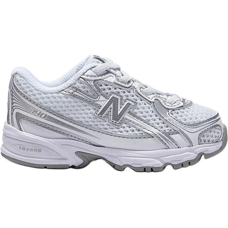 Детские кроссовки NB 740 с амортизацией, износостойкие, дышащие, с низким верхом, для повседневной носки New Balance, белый/серебряный — фото 2