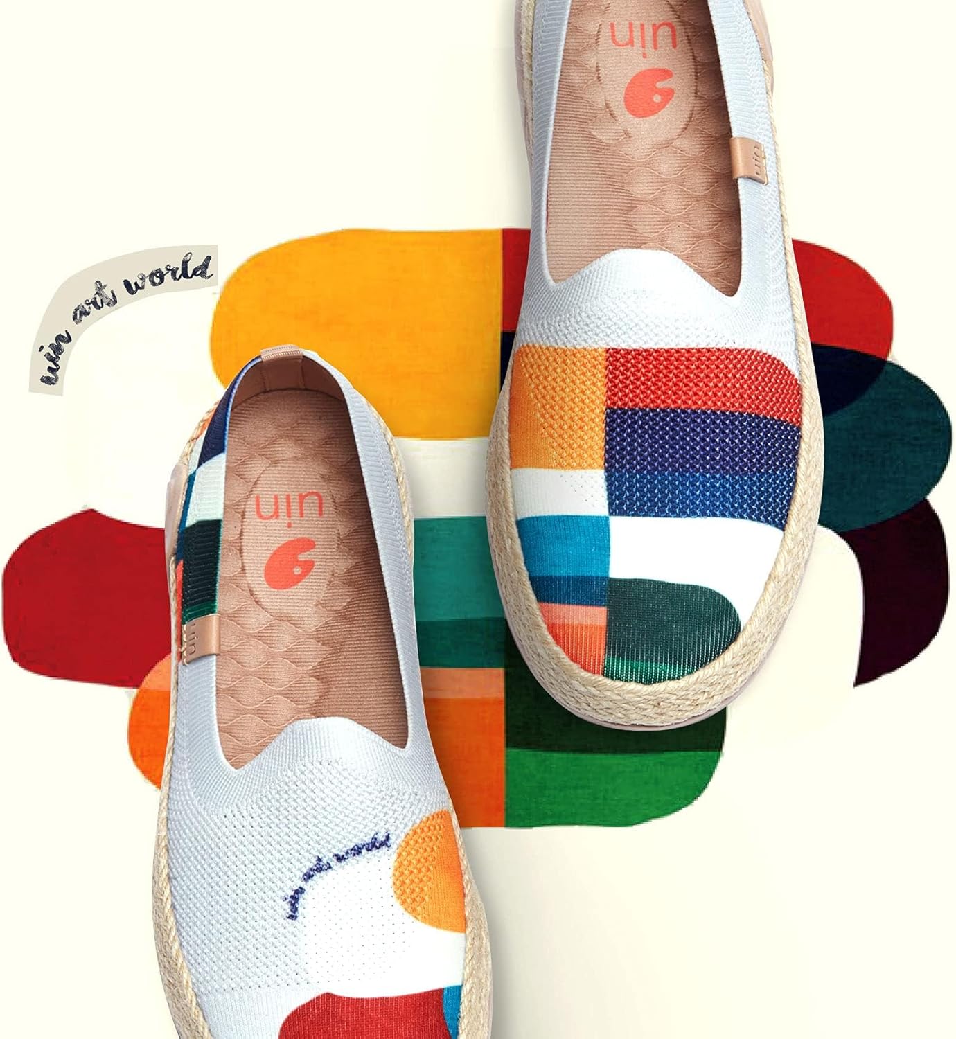 Мужские эспадрильи UIN Slip Ons- легкие прогулочные повседневные лоферы, удобные, с ручной росписью, серия Marbella, Marbellaⅱ-hold That Color — фото 2