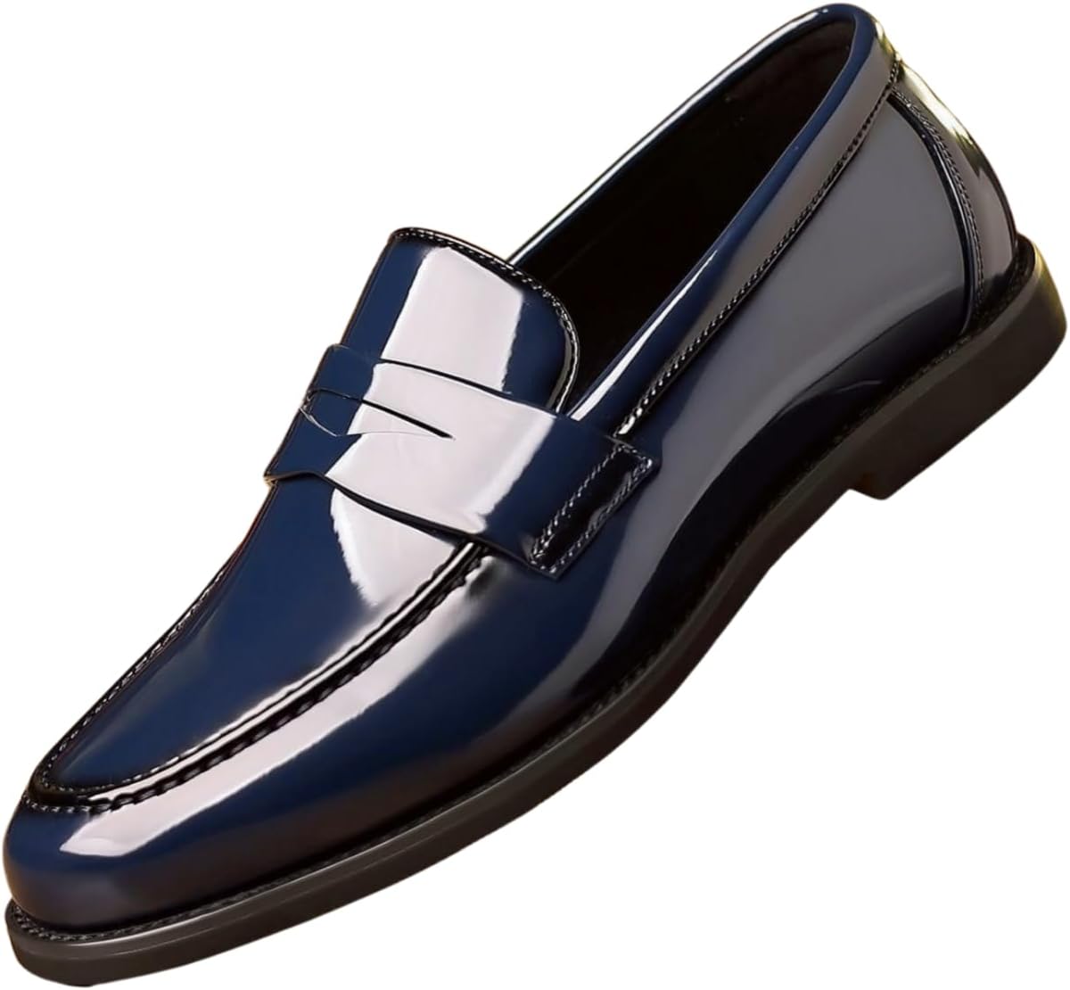 

Мужские лоферы Santimon из лаковой кожи с монетницей, классические деловые туфли без шнурков, синий