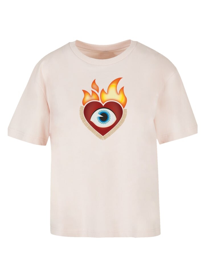 

Футболка emoji couture Ladies Everyday Tee Heart on flames eye and golden beads, розовый