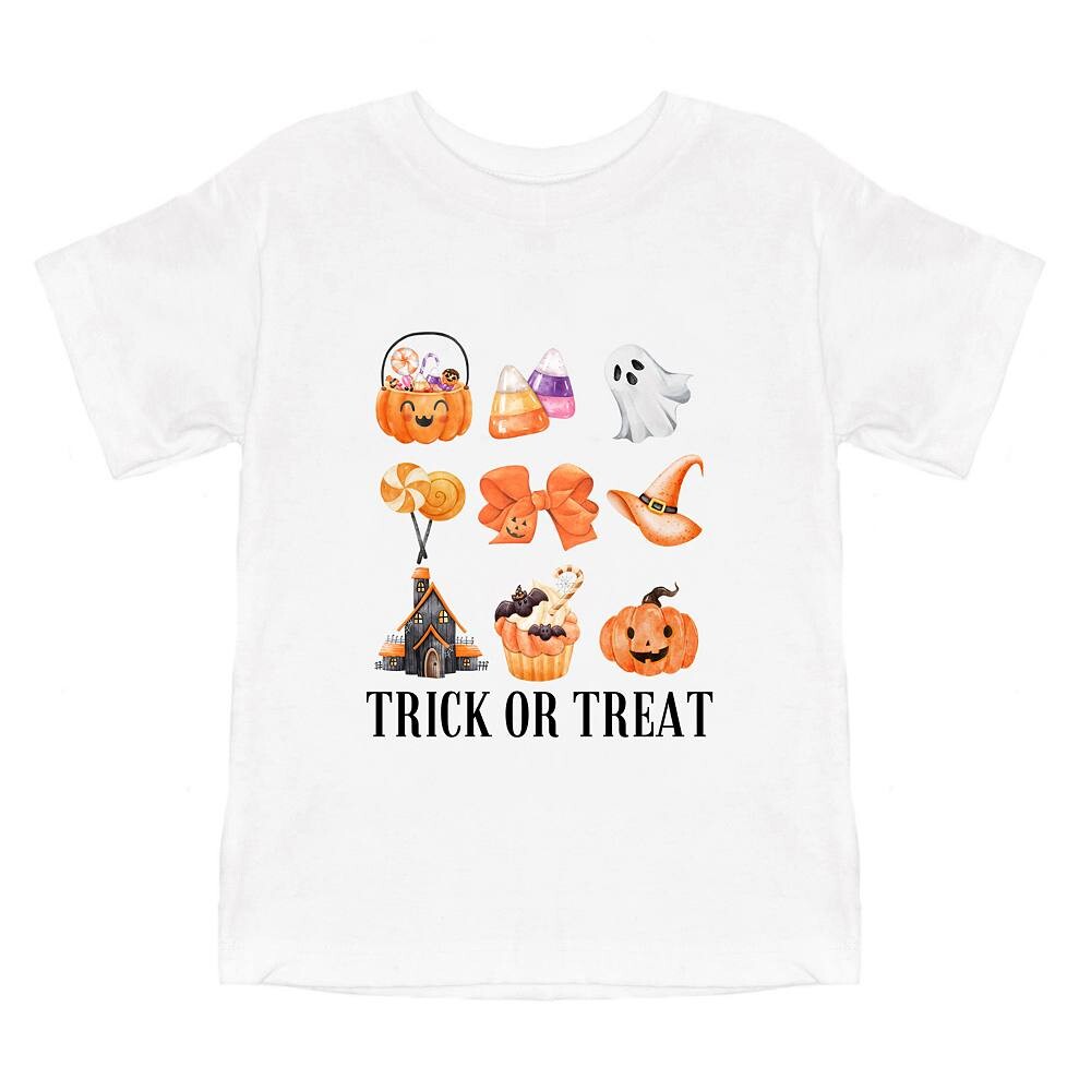 

Футболка с короткими рукавами и рисунком Trick Or Treat Chart для малышей The Juniper Shop, белый
