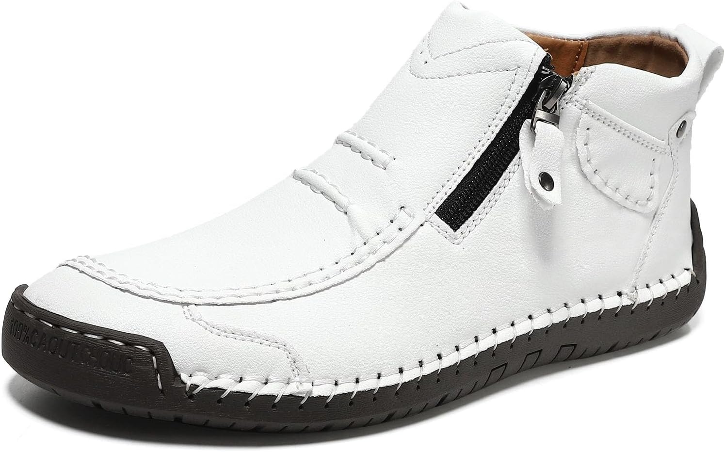 

Мужские ручной работы премиальные кожаные слипоны, ортопедические лоферы с широкой носочной частью, ретро-кэжуал нескользящие прогулочные туфли для повседневной носки и путешествий Generic, белый