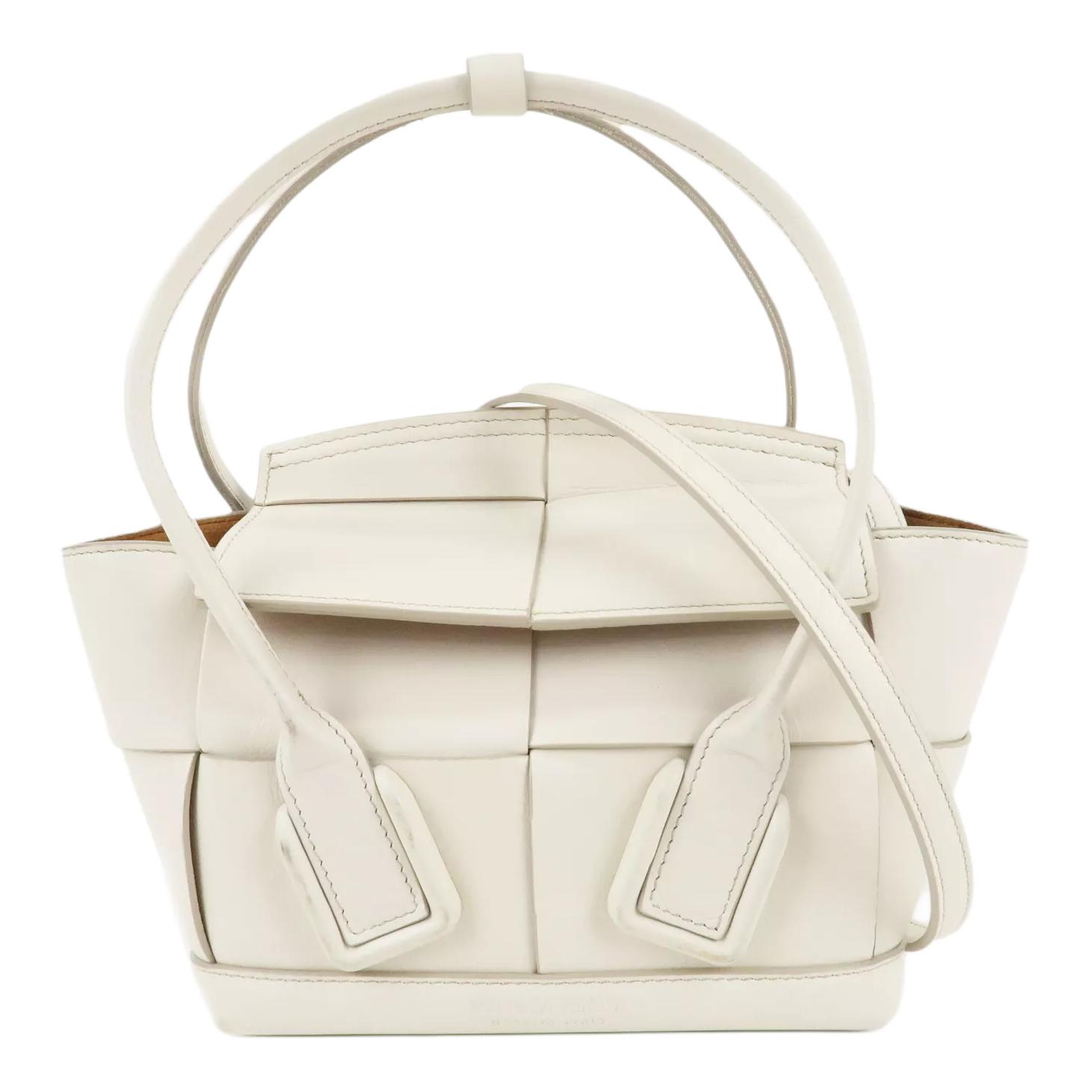 Кожаная мини-сумка через плечо с одним ремнем унисекс белая Bottega Veneta, Set (Bag+Dust Bag)