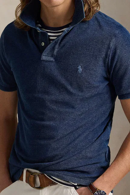 Поло хлопок Polo Polo Ralph Lauren, синий — фото 4