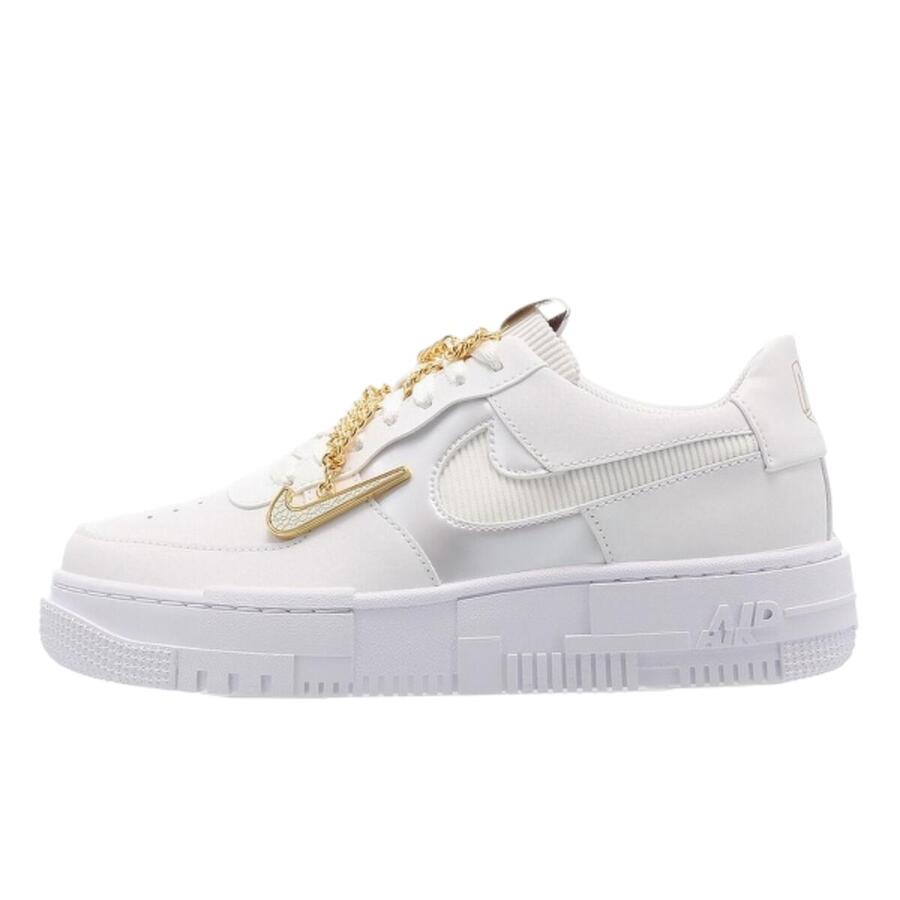 NIKE Кроссовки Air Force 1 Low Pixel с серо-золотой цепочкой