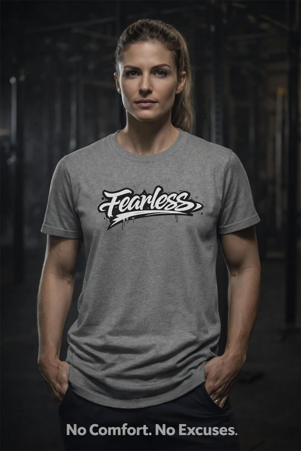 Футболка для тренировок Fearless Workout Shirt - мотивационная майка для фитнеса, занятий в зале, силовых упражнений и повседневной носки GENERIC, синий — фото 3